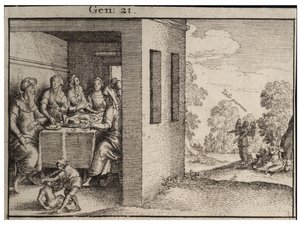 Banquete de Abraham. Estado 1 de Wenceslaus Hollar